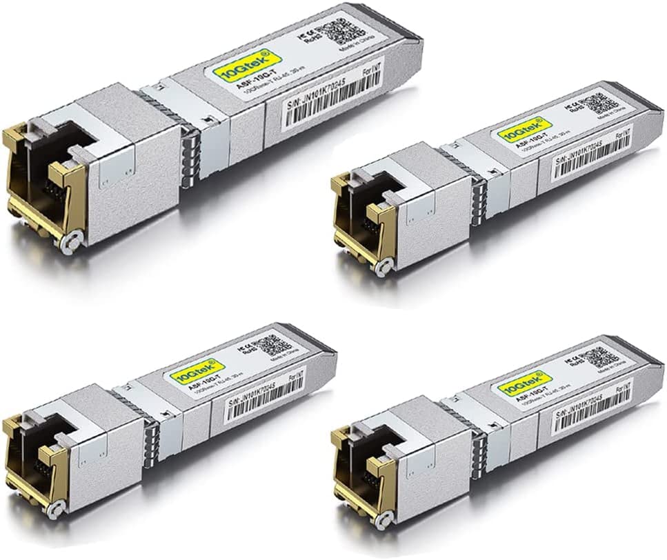 10Gtek 80 Meter, 10Gbase T Sfp+ To Rj45 Transceiver, Rj45 To Sfp+ Copper Ethernet Cat.6A Module, For Cisco Sfp 10G T 80, Ubiquit