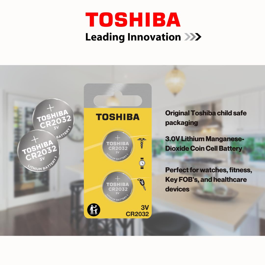 Toshiba Cr2032 3V Lithium Coin Cell Child Resistant Blister Package (6 Batteries)