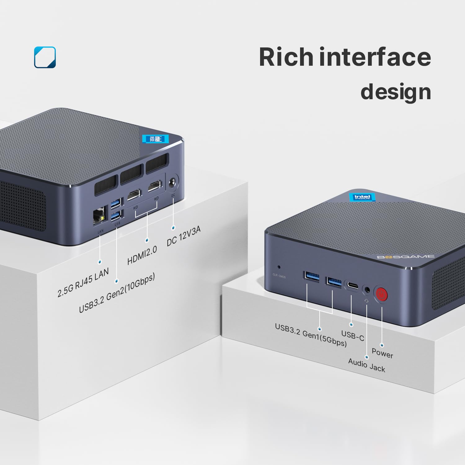 Bosgame B95 Mini Pc Intel 12Th Gen Alder Lake N95, 16Gb Ddr4 Ram 512Gb Nvme Ssd W11 Pro Mini Computers, 4K Uhd Triple Display, 2