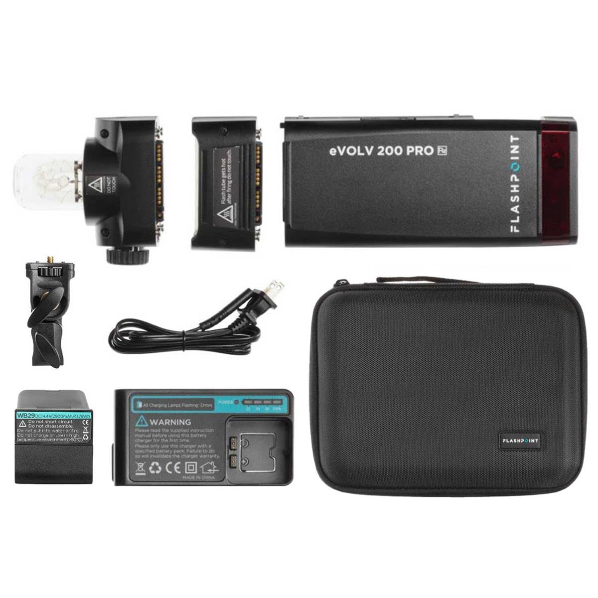 Flashpoint Evolv 200 Pro Ttl Pocket Flash Kit For Camera Strobe Light Photography, 200Ws, 1/8000 Hss, 500 Full Power Flashes, 0.