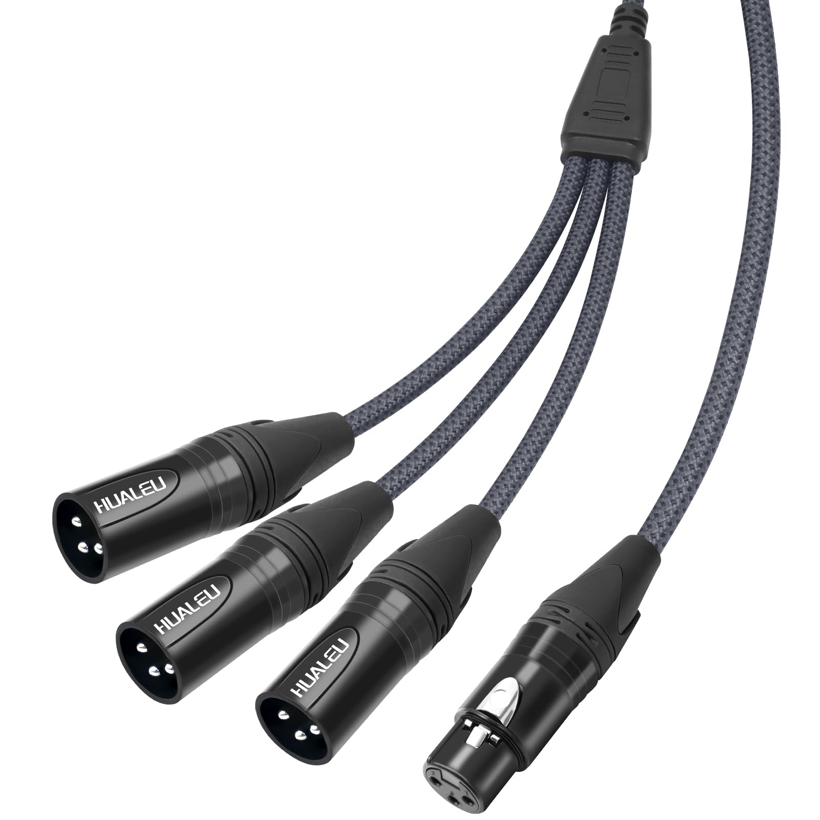 HUALEU 5FT XLR 1 Female to 3 Male Y Splitter Cable,3 Way XLR Splitter Balance 1 Female to 3 Male Audio Cable for Mixer Microphon