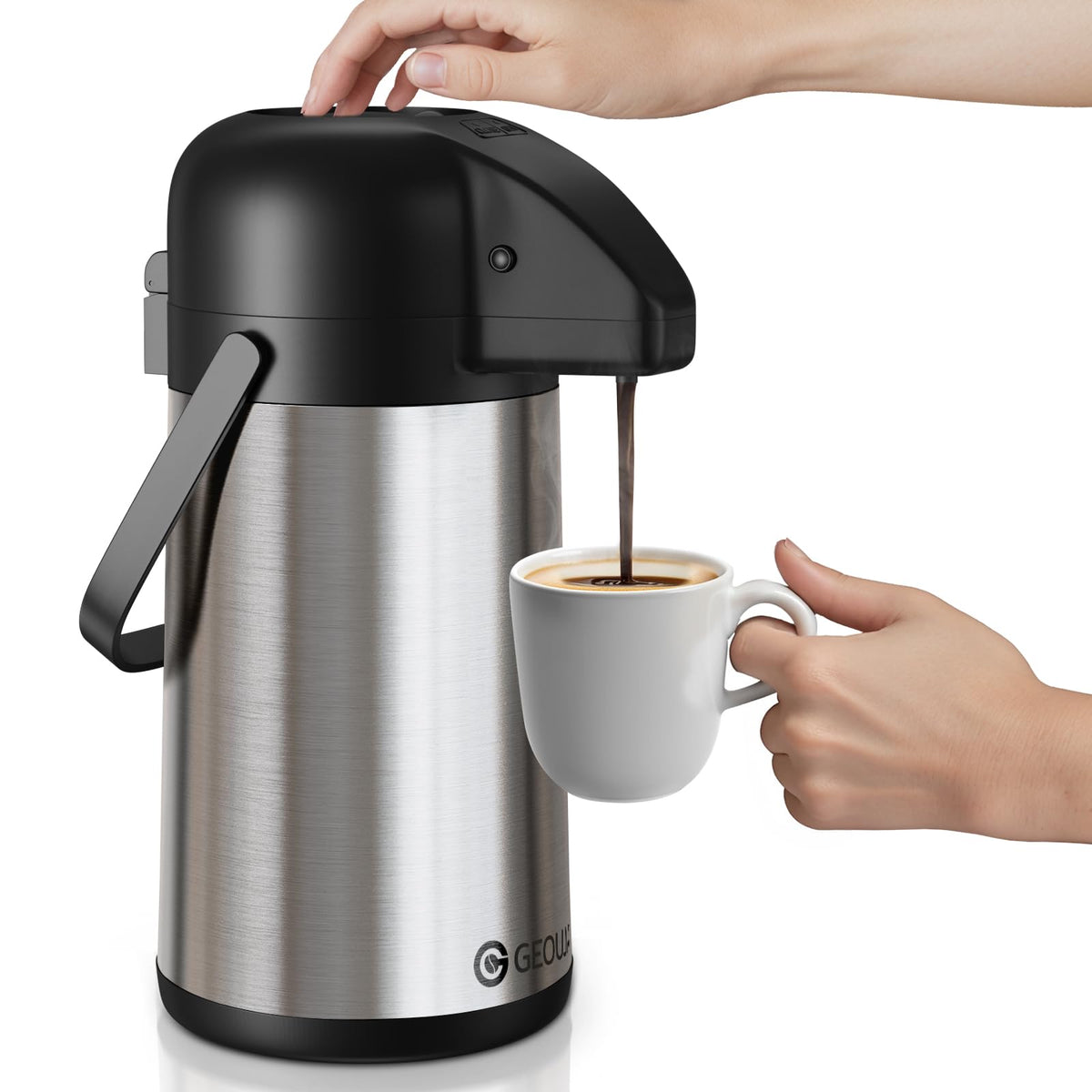 Airpot Coffee Carafe For Keeping Hot   64 Oz / 1.9L Large Coffee Dispenser With Pump   Insulated Stainless Steel Thermos Urn For