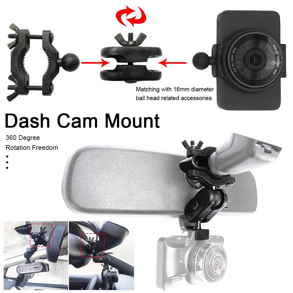 Kakalote Dash Cam Mount, Car Interior Holder Camera Bracket Universal Dash Cam Mount Holder Dash Camera Rear View Mirror Mount Holder Kit Suit For Most Dash Cam(Black)