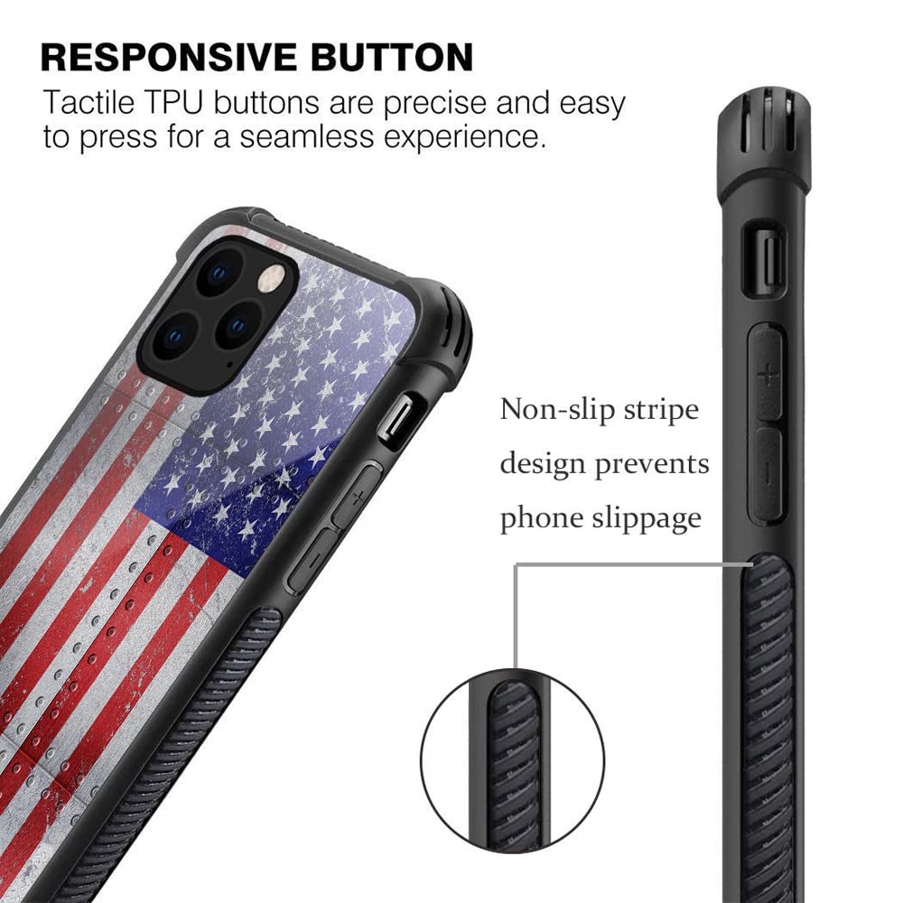 Tnxee Case Compatible With Iphone 13 Pro Max Case, Classic Metal Pattern Red And Blue American Flag Pattern Design Case For Ipho