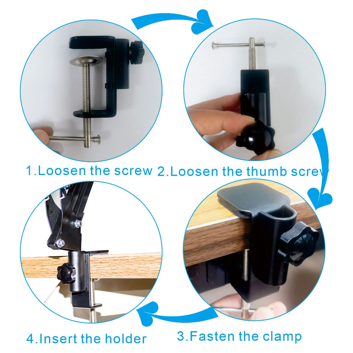 Replacement Heavy Duty C Clamp For 1/2    Base Magnifying Lamp,Desk Lamp,Swing Arm Lamp,Phone I Pad Mount,Tablet Mic Holder,Tabl