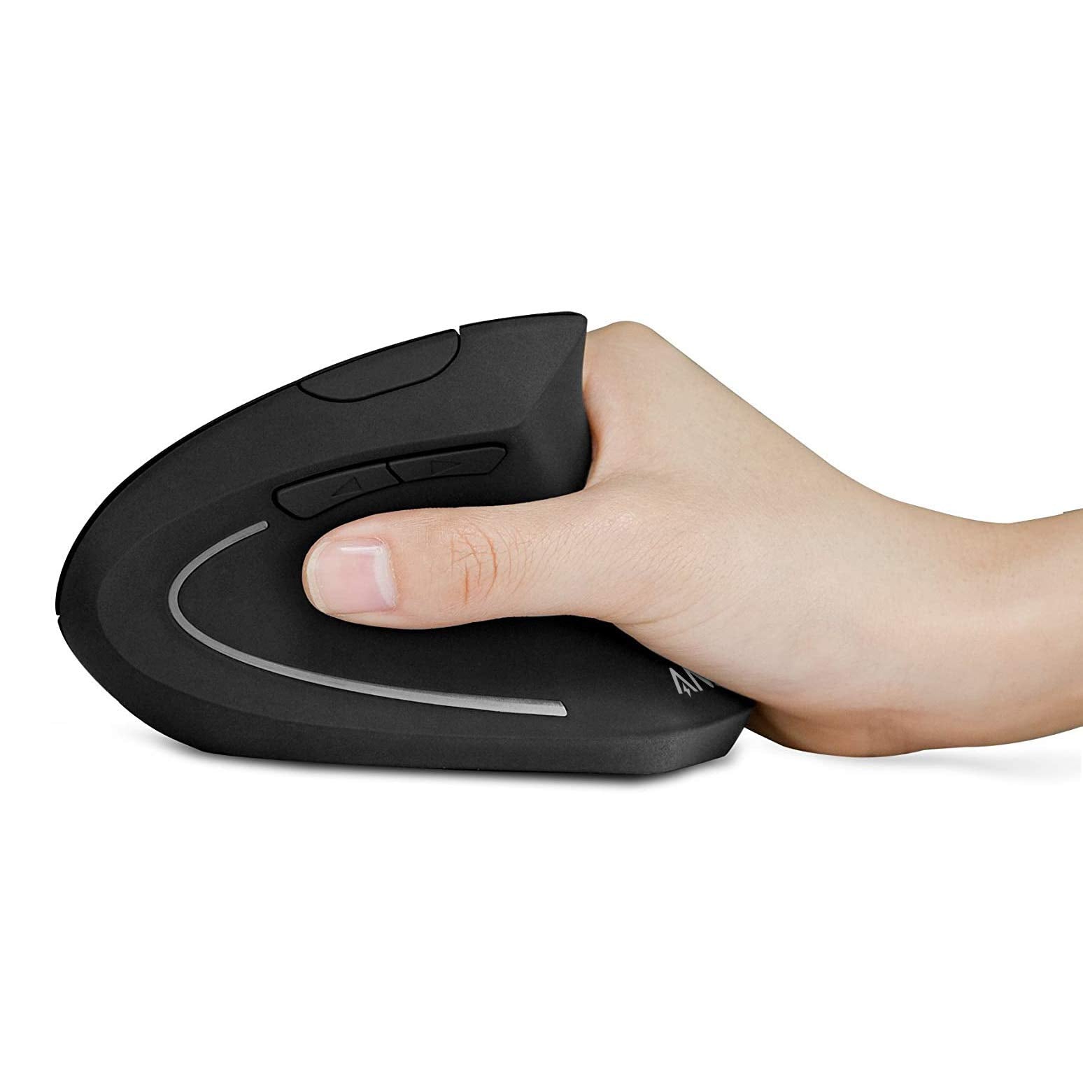 Anker 2.4G Wireless Vertical Ergonomic Optical Mouse, 800 / 1200 /1600 Dpi, 5 Buttons For Laptop, Desktop, Pc, Macbook   Black