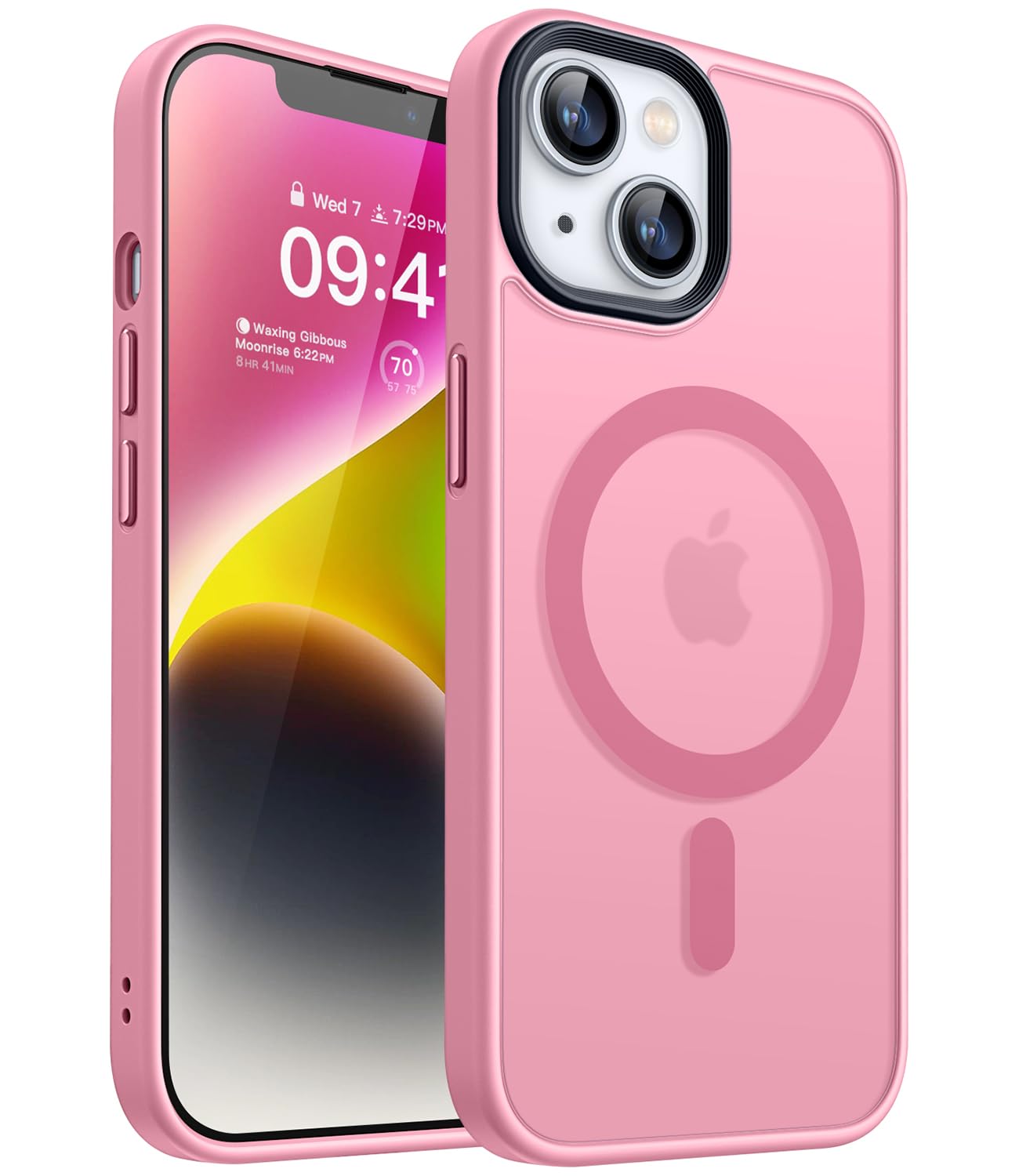 Canshn For Iphone 14 Case/Iphone 13 Case, Compatible With Magsafe, Translucent Matte Back Slim Shockproof Phone Cover, Pink