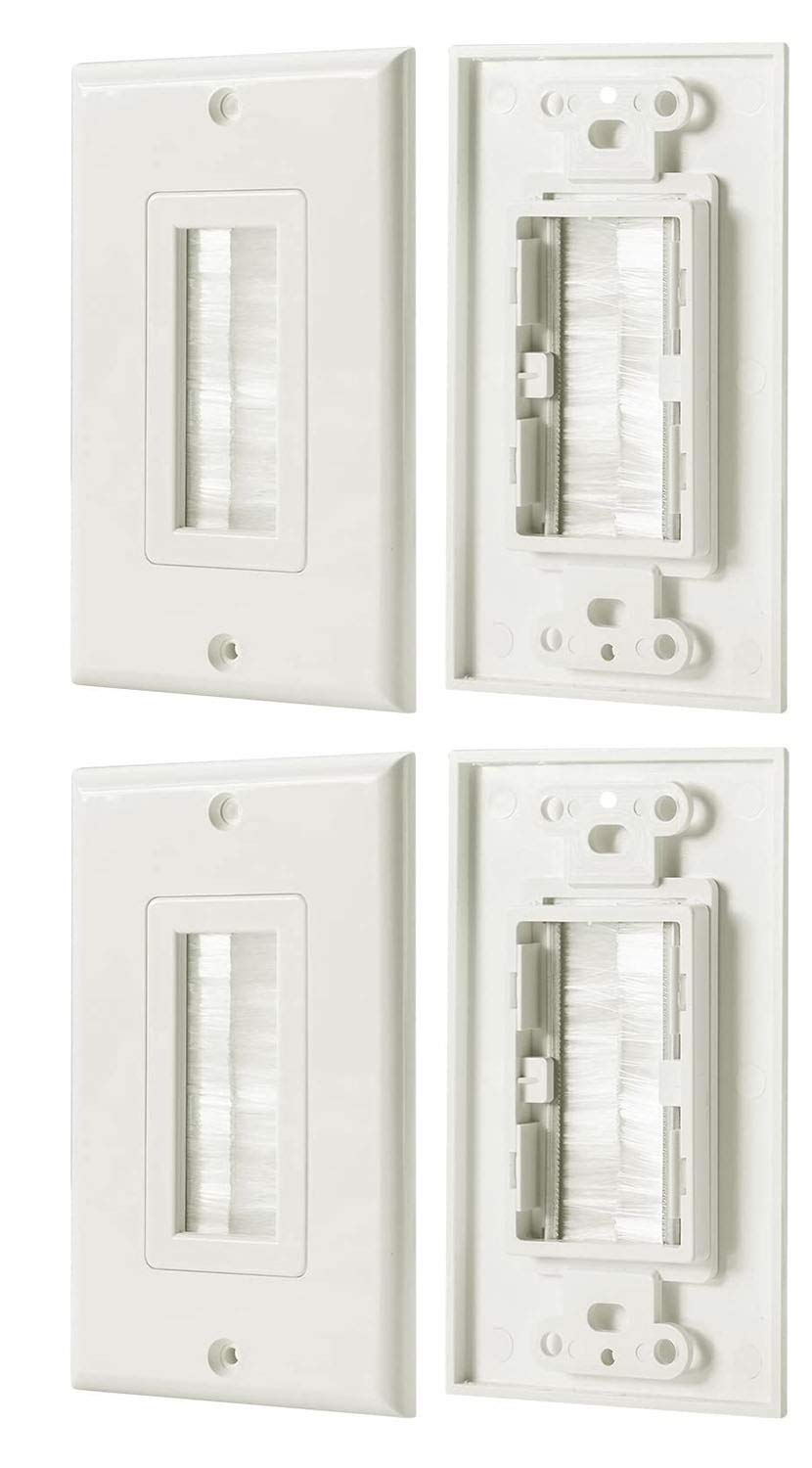 Imbaprice 1 Gang Brushed Wall Plate   Decora Style Cable Pass Through Insert For Wires Wall Socket Plug Port/Hdtv/Hdmi/Home Thea