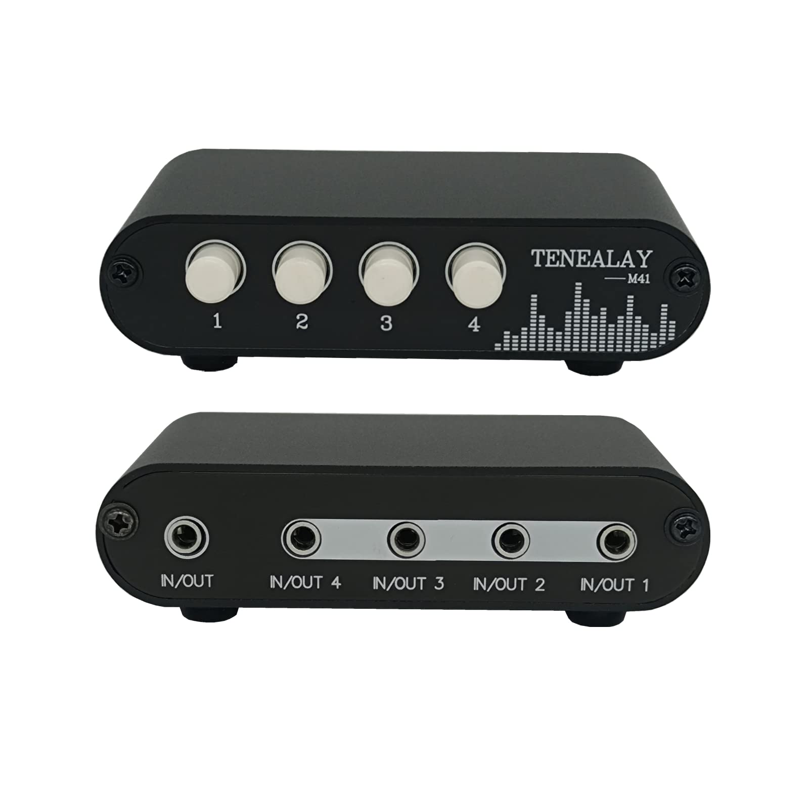 Tenealay 4 In 1 Out / 1 In 4 Out Aux 3.5Mm Stereo Audio Input Signal Source Switcher, 4 Way Switch Selector Splitter Box M41