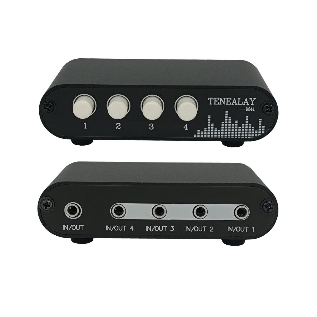 Tenealay 4 In 1 Out / 1 In 4 Out Aux 3.5Mm Stereo Audio Input Signal Source Switcher, 4 Way Switch Selector Splitter Box M41