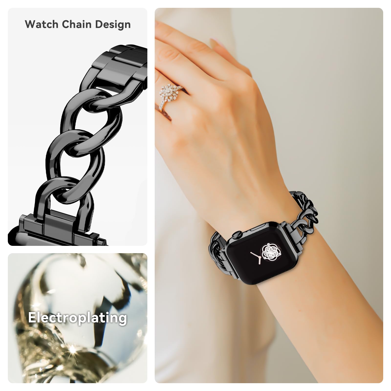 Compatible With Apple Watch Se Series 9 8 Series 7 6 5 4 3 2 1 Strap 45Mm 44Mm 42Mm 41Mm 40Mm 38Mm Ultra 49Mm Women'S Metal Link