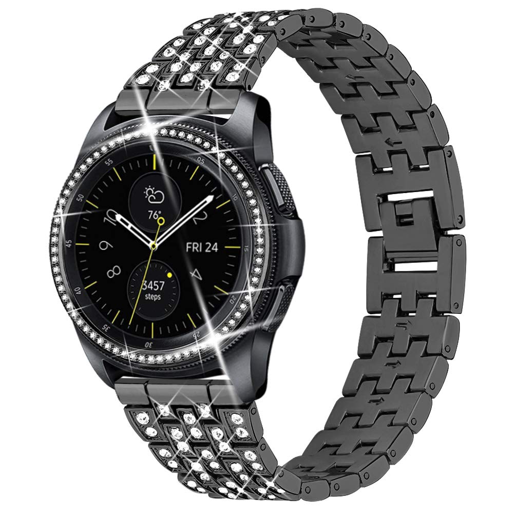 Dsytom Compatible With Galaxy Watch 42Mm Band Women+ Bezel, 20Mm Jewelry Watchband & Bezel Ring Cover Diamond Strap Bracelet For