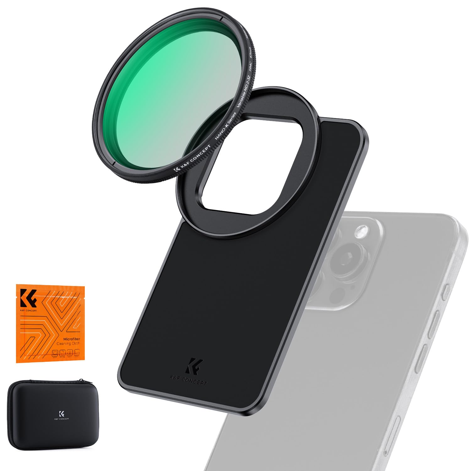 K&F CONCEPT 6.7 inch Magnetic Lens Filter Mount Adapter with 67mm Variable ND2-32 Filter Compatible with iPhone, Compatible with