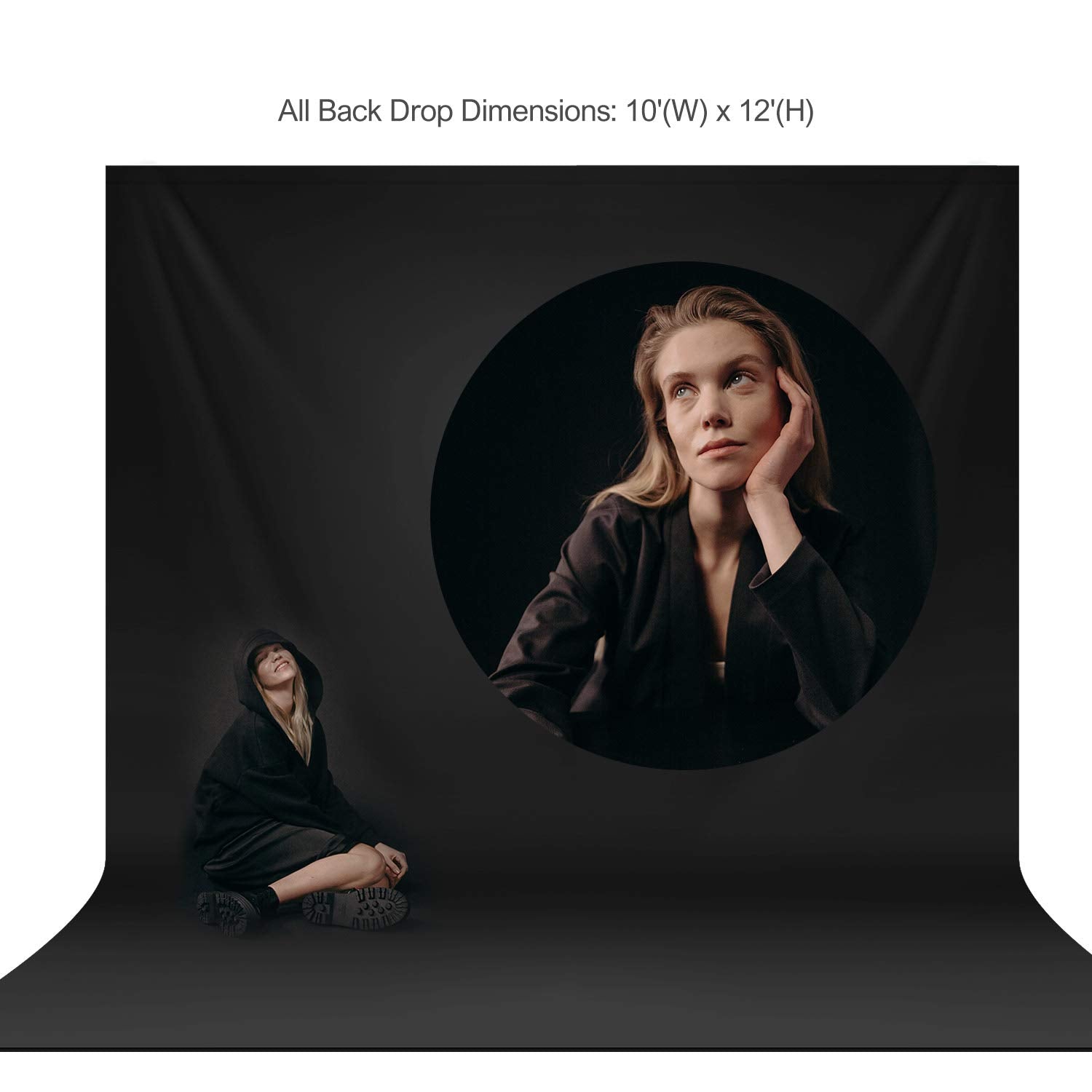 Limostudio 10 X 12 Feet / 120 X 144 Inch White, Black, Green Backdrop Screen Photo Background, Premium > 150Gsm Synthetic Materi