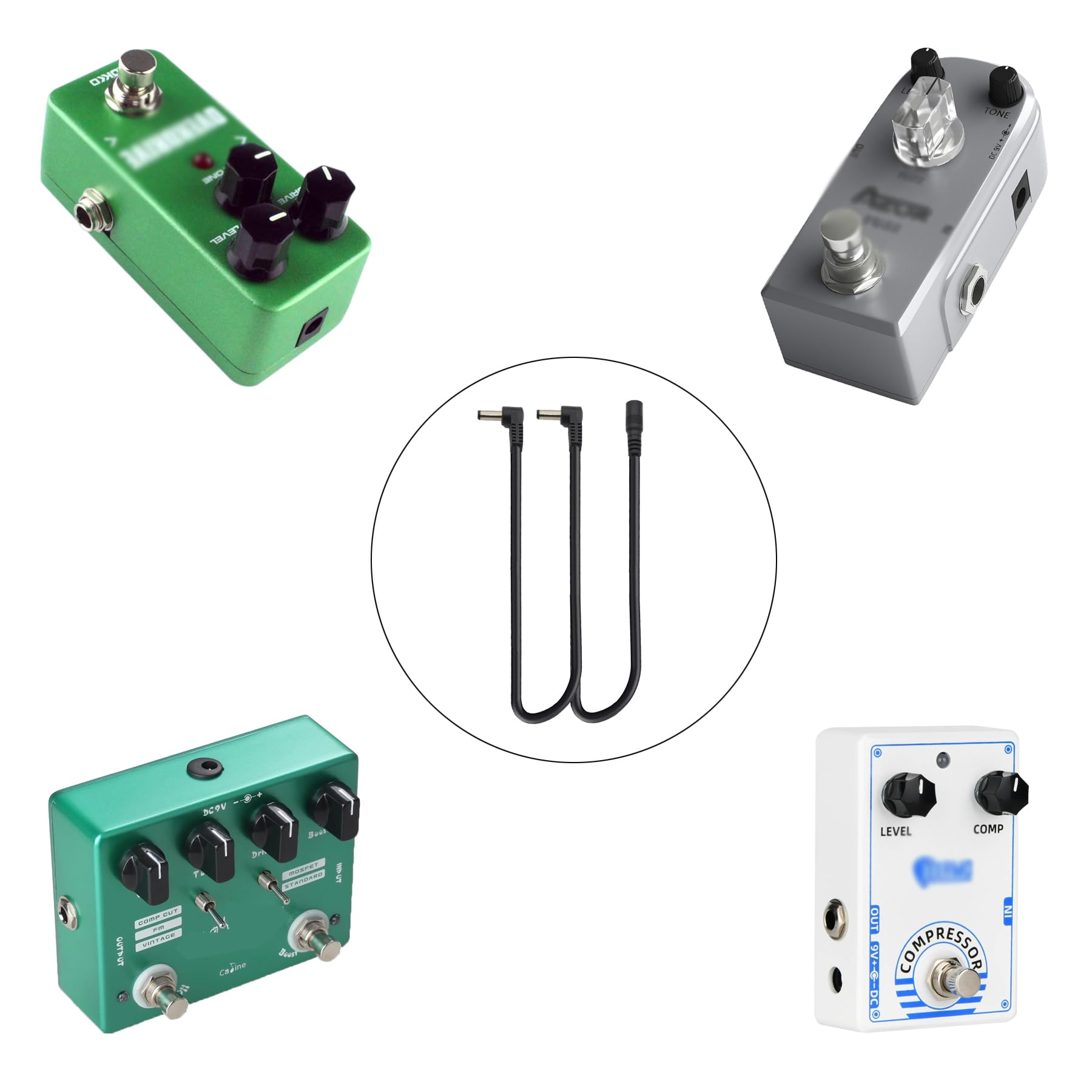 1 To 2 Way Daisy Chain Cable Guitar Effect Pedal Power Supply Splitter Cable Adapter Power Cable Black 2Pcs