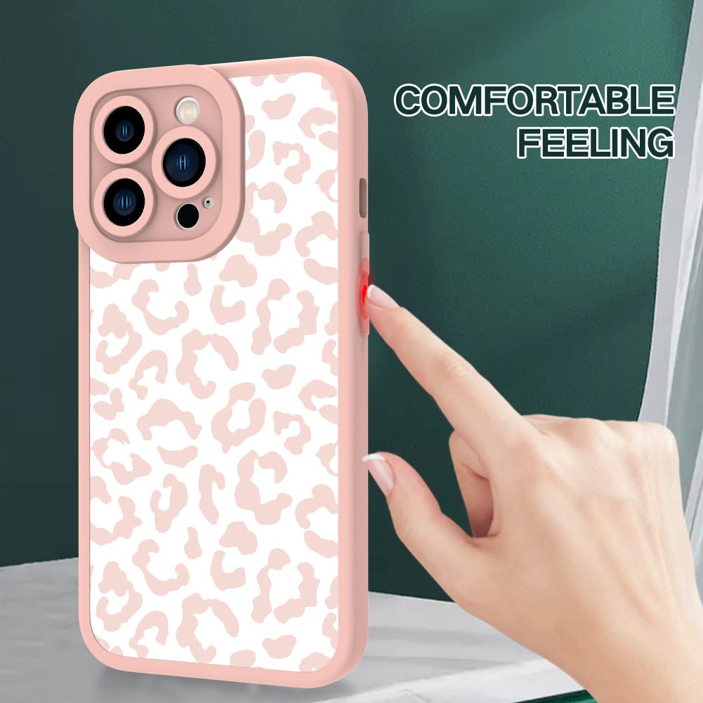 Ziye For Iphone 13 Pro Case Pink Leopard Pattern Phone Case With Camera Protection,Tpu Silicone Rubber Protective Cover Cheetah
