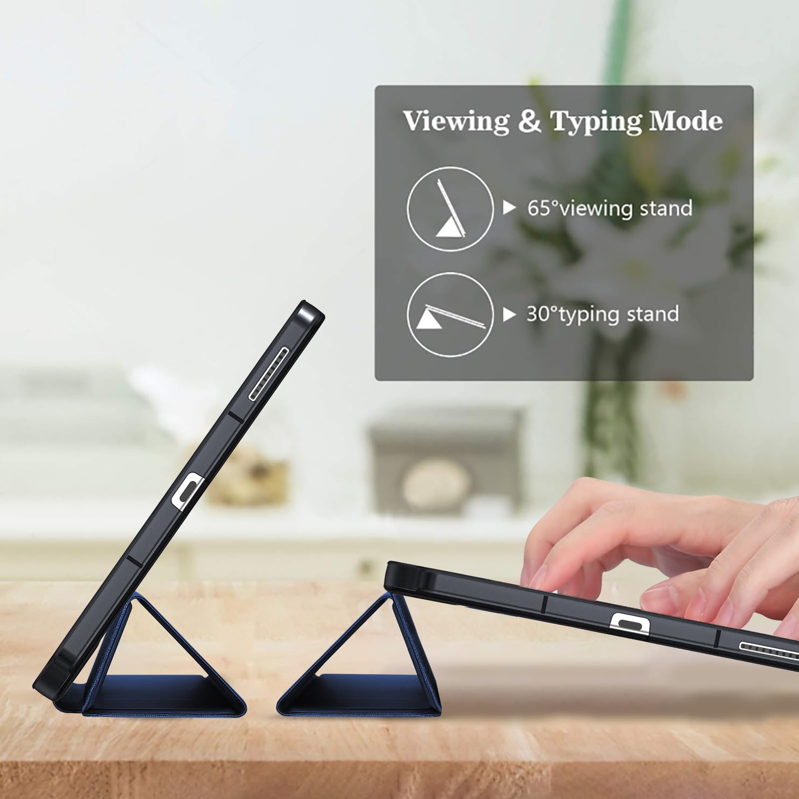 Procase Cover For Galaxy Tab S6 Lite 10.4 Case 2024 2022 2020 With S Pen Holder(Sm P620/P625/P613/P619/P615/P610), Trifold Stand Folio Soft Tpu Translucent Back Cover Support Auto Wake/Sleep  Darkblue