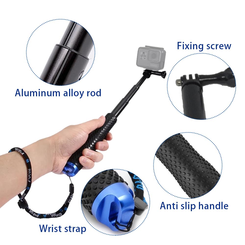 Vvhooy Selfie Stick Extendable 11.25-37Inch Handheld Aluminum Telescopic Pole Monopod Compatible With Gopro Hero 12 11 10 9 8 7