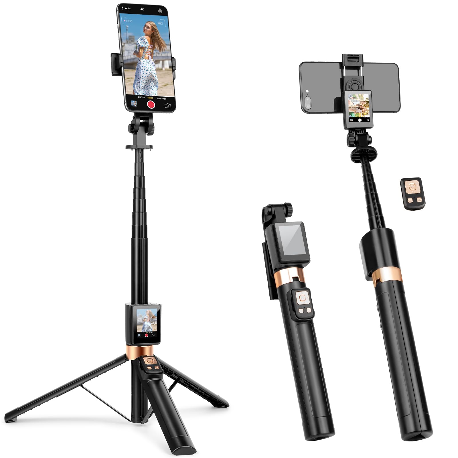 Universal Real-Time Back Camera Monitor for iPhone & Android, Vlog Selfie Monitor Screen for iPhone, No App Needed, 1080P HD Scr