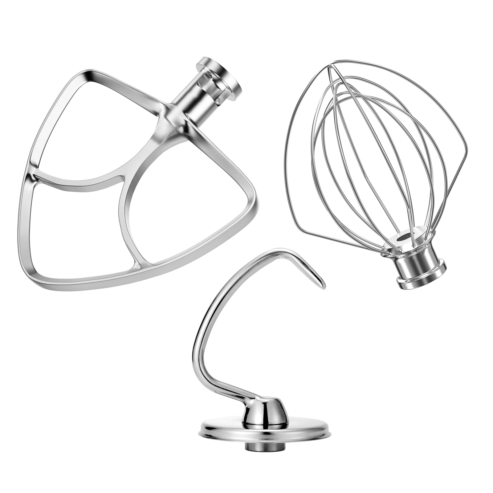 Stainless Steel Stand Mixer Attachments 3 Piece (4.5 5Qt Flat Beater, 4.5 5Qt Dough Hook, K45Ww 6 Wire Whip Attachment) For Kitc