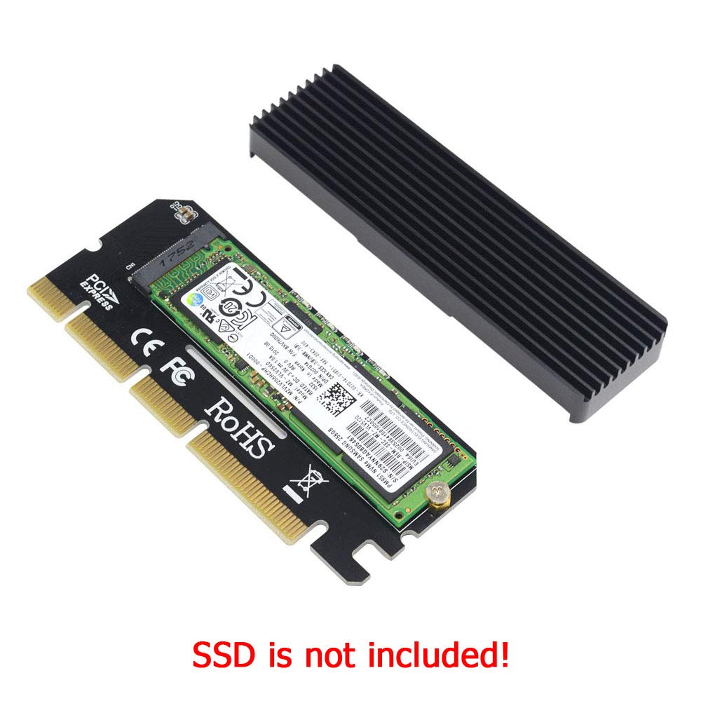 Godshark Nvme Adapter With Heat Sink, M.2 Ssd Key M To Pci Express X4/X8/X16 Converter Expansion Card, Support 2230 2242 2260 22