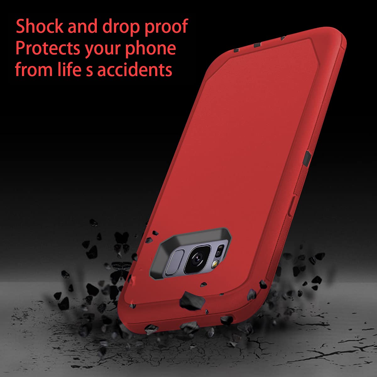 I-HONVA Samsung Galaxy S8 Plus Shockproof Dustproof Rugged Heavy Duty Phone Case Polycarbonate Red/Black