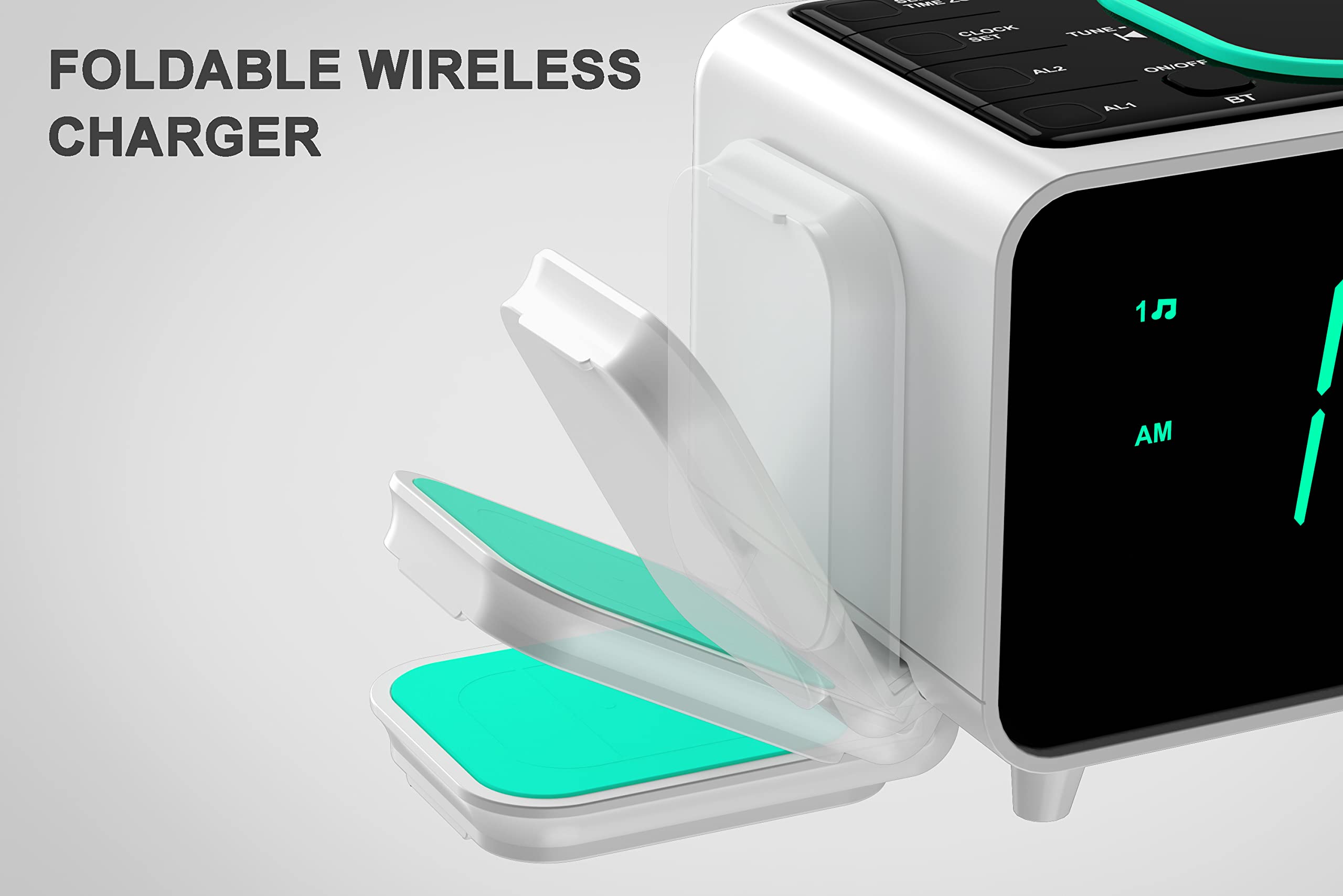 Emerson Smartset Dual Alarm Clock Fm Radio With Wireless Charging, Bluetooth Speaker, Ultra Fast Charging For Airpods/Iphone, Fo