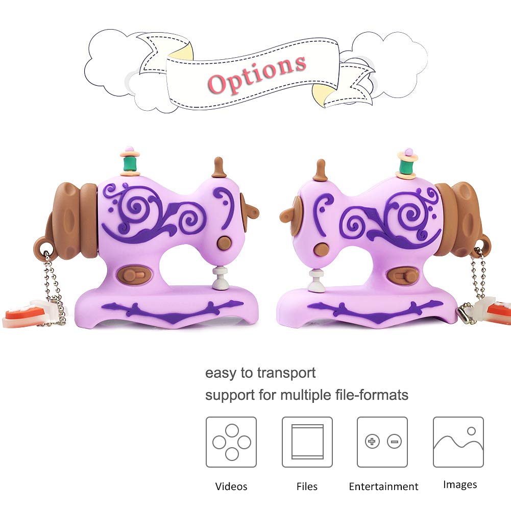 Leizhan Novelty Usb Flash Drive Sewing Machine Themed Character Thumb Drive Gift Pendrive (32Gb, Sewing Machine Purple)