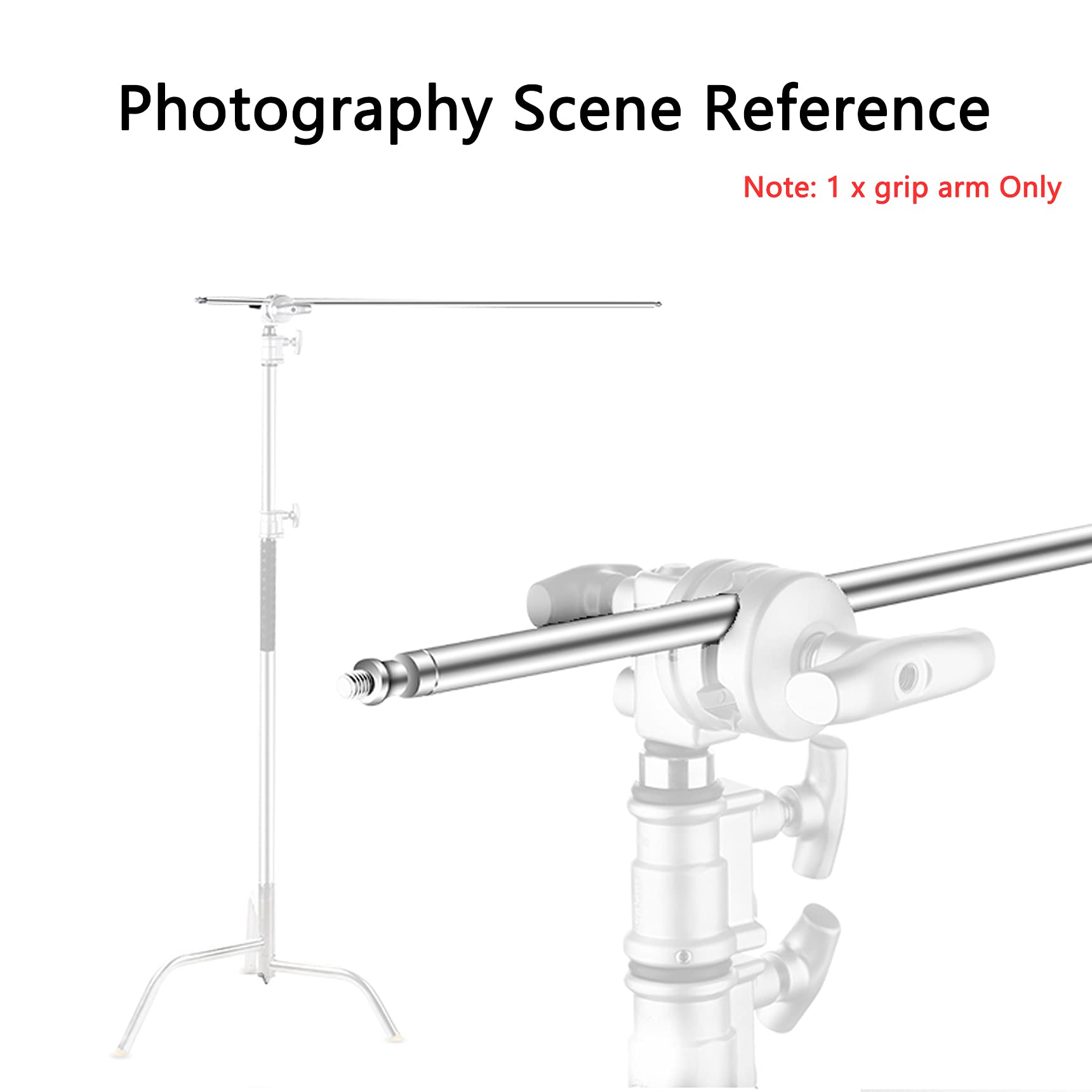 Selens 49 Inch Extension Grip Crossbar Arm With 1/4'' & 3/8'' Screw Thread For C Stand Reflector Flags And Other Studio Video Ph