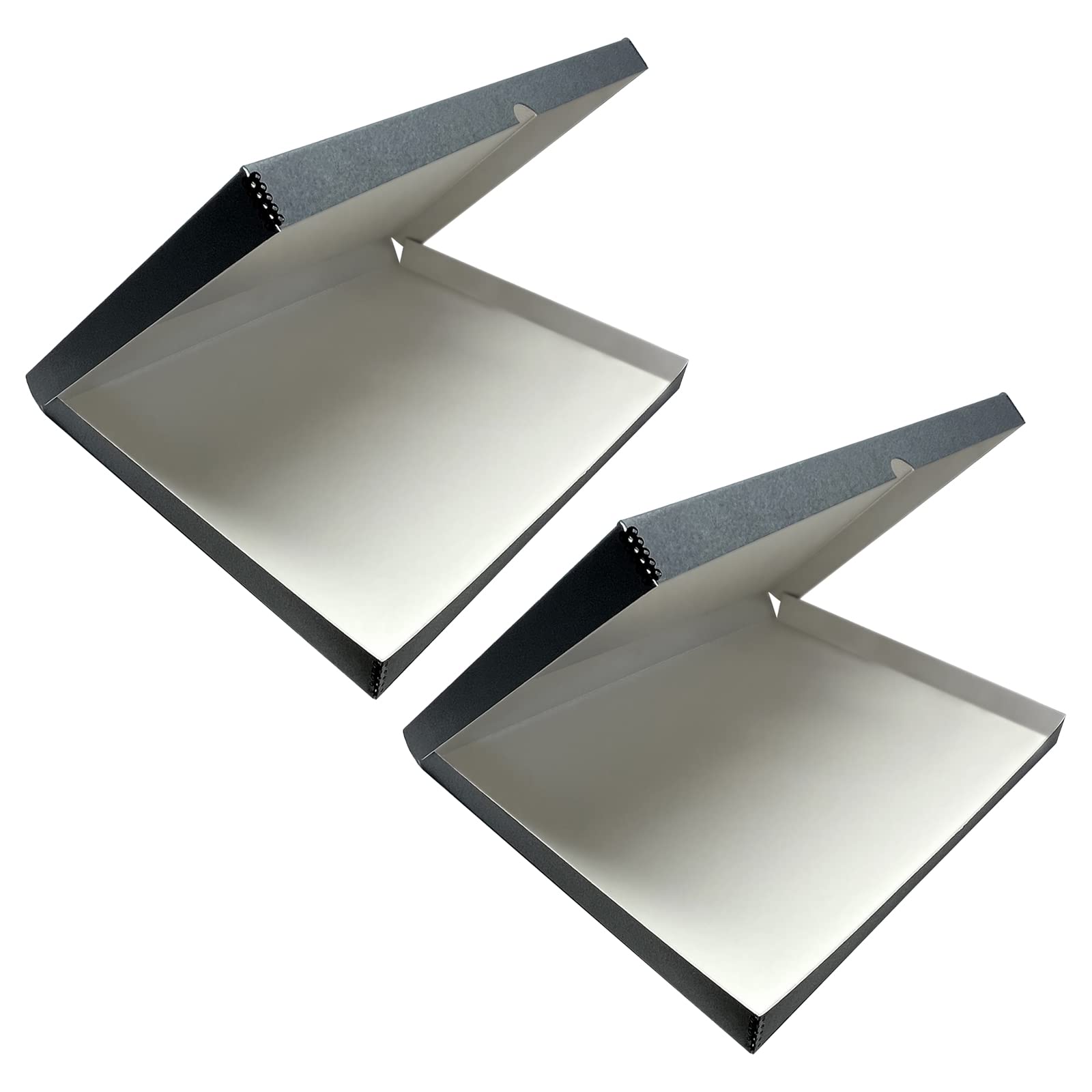 Lineco Folio Storage Box, Clamshell Design With Metal Edge. 23.5X30.5X1.75 In, Archival Boxboard, Preserve Photos, Prints, Cards, Magazines, Documents, Art, Ephemera, Family Records, Gray, Pack Of 2