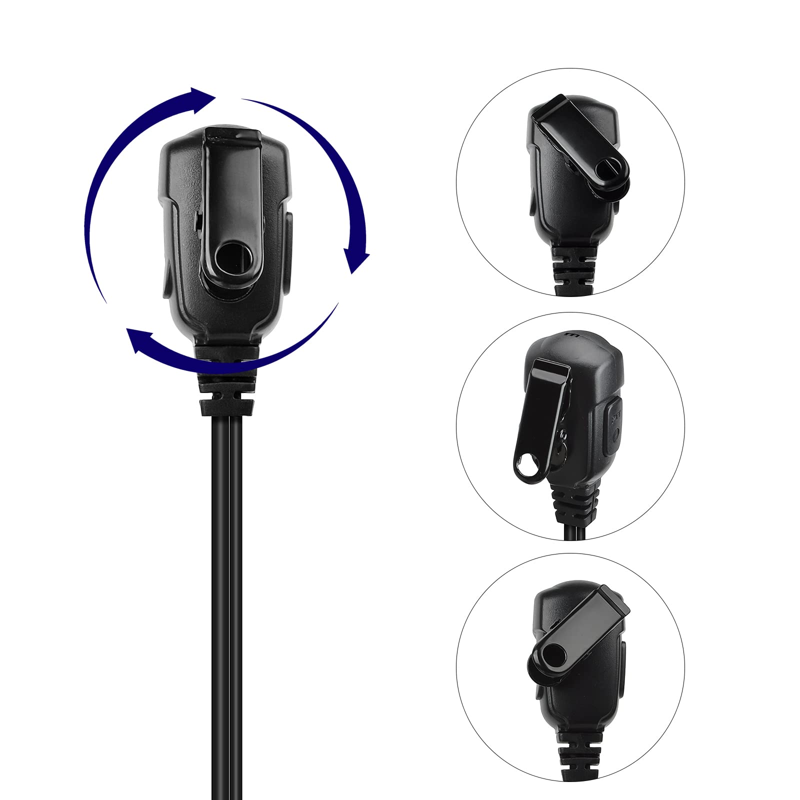 Hyshikra G Shape Earpiece, Headset Coil Cable With Ptt And Speaker Mic For Baofeng Uv 5R 5Ra 5Rb 5Rc 5Rd 5Re 5Replus 3R+ Kenwood