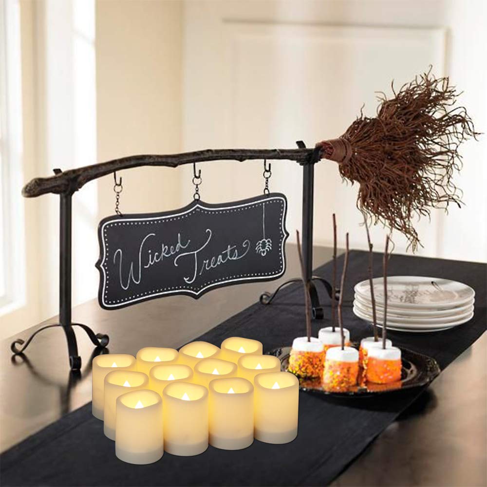 Dromance Outdoor Waterproof Flameless Votive Candles With Timer, Battery Operated Led Tealight Flickering Candles Warm Light Set