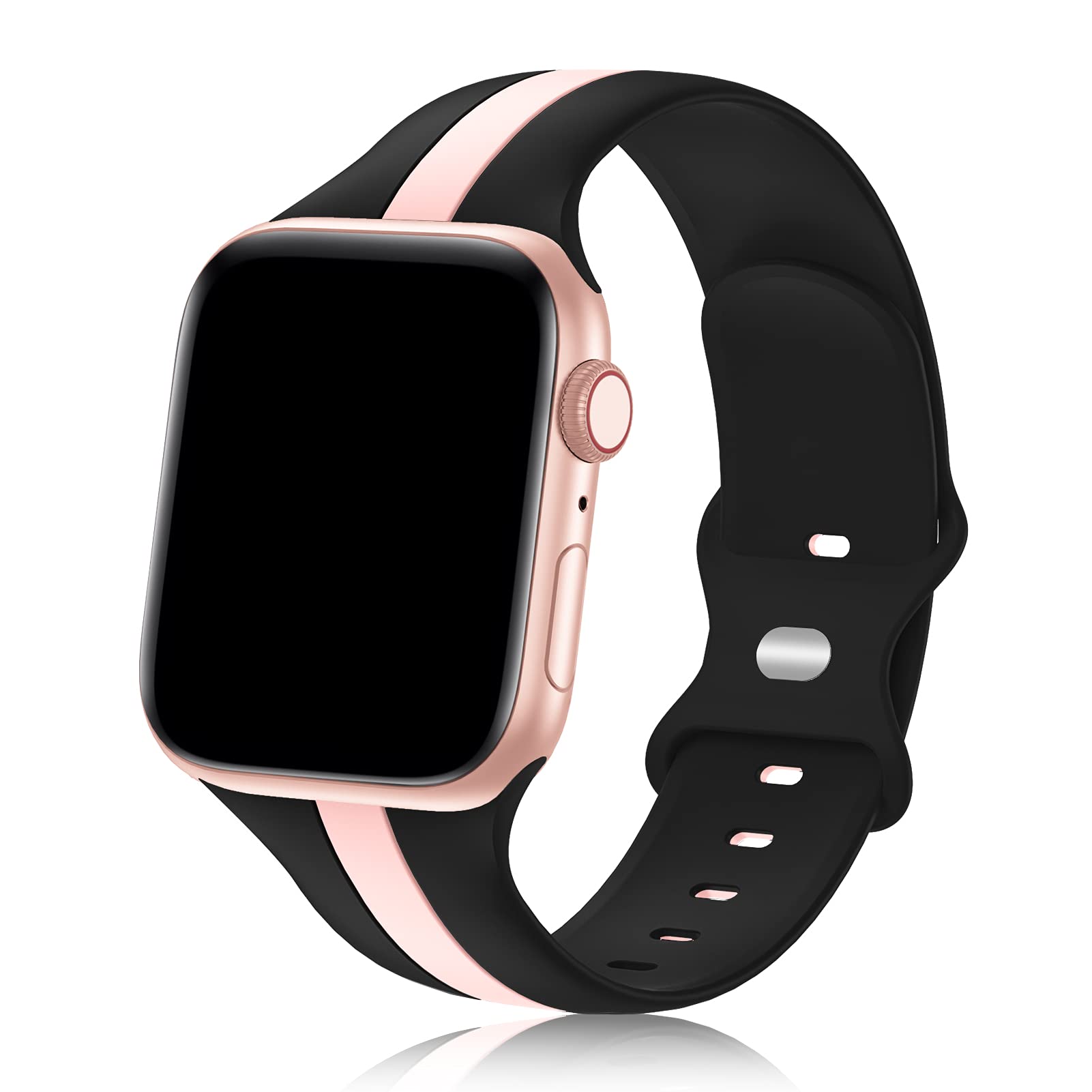 Designer Sport Band Compatible with Apple Watch iWatch Bands 38mm 40mm 41mm 42mm 44mm 45mm 49mm Men Women, Soft Silicone Strap W