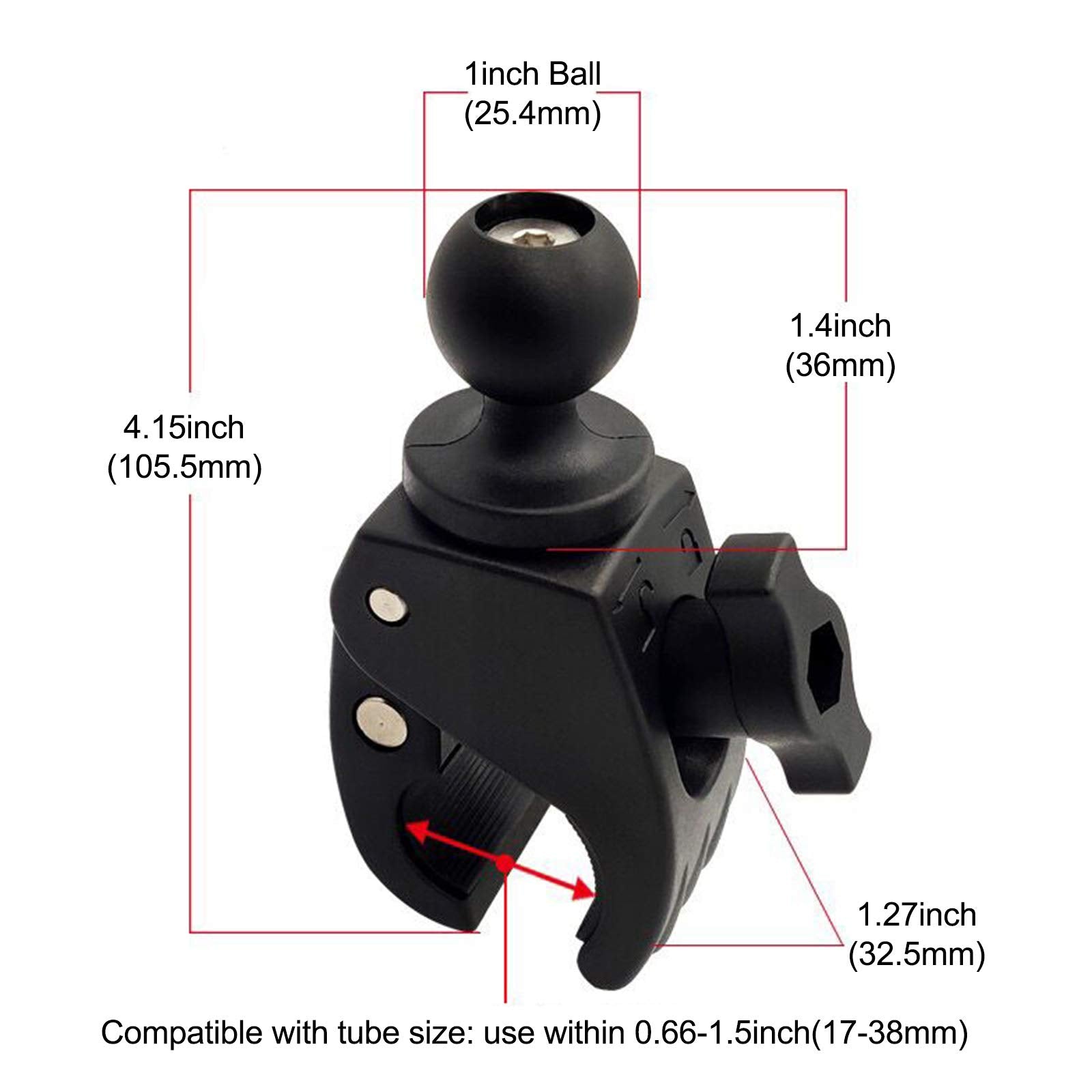 Givubes Tough Clamp Base With 1'' Rubber Ball Head