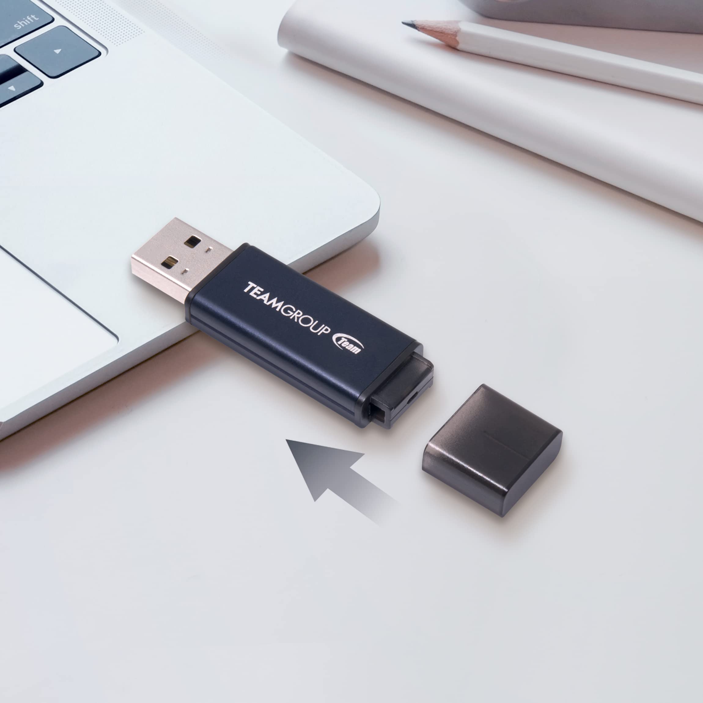 Teamgroup C211 128Gb Usb 3.2 Gen1 3.1/3.0, Aluminum Alloy Read 100Mb/S Flash Thumb Drive For Computer/Laptop Navy Blue Tc2113128Gl01