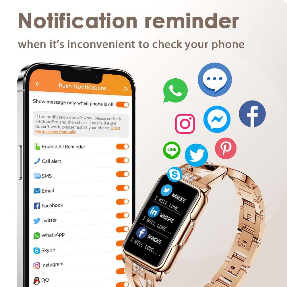 Fitness Tracker Smart Bracelet For Women Stylish Beautiful Ladies Smart Watch With Pedometer Message Notification Stainless Stee