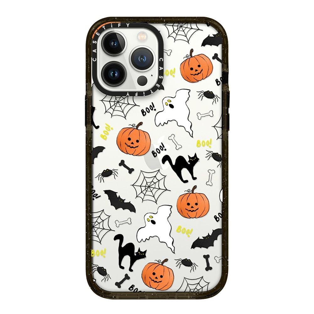 Casetify Impact Iphone 13 Pro Max Case [6.6Ft Drop Protection]   Boo! Its Halloween   Clear Black