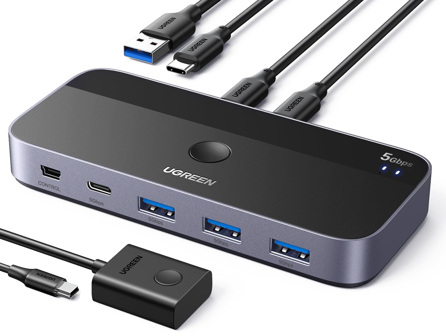 Ugreen Usb Switch A & C Input Computers Share 4 Usb Ports, Usb Switcher Selector For Pc Laptop Keyboard Mouse Webcam Usb Microph