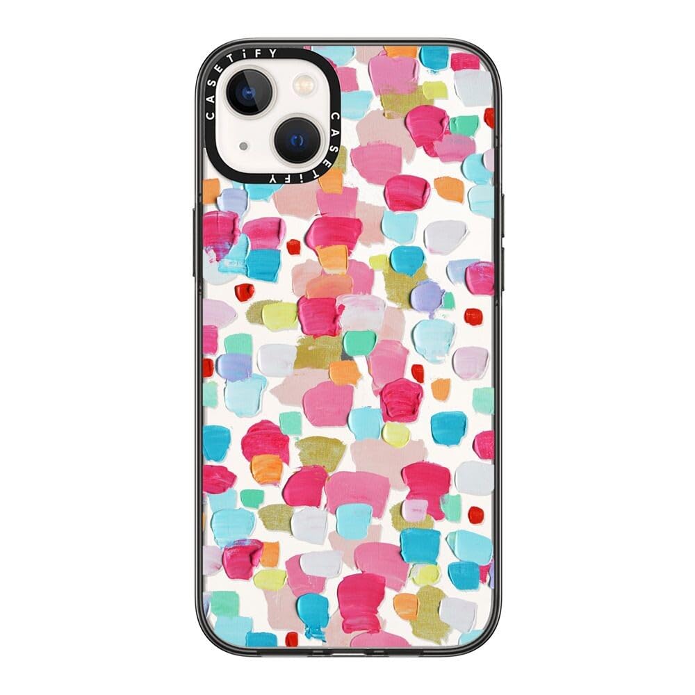 Casetify Compact Iphone 14 Plus Case [2X Military Grade Drop Tested / 4Ft Drop Protection]   Magenta Confetti   Clear Black