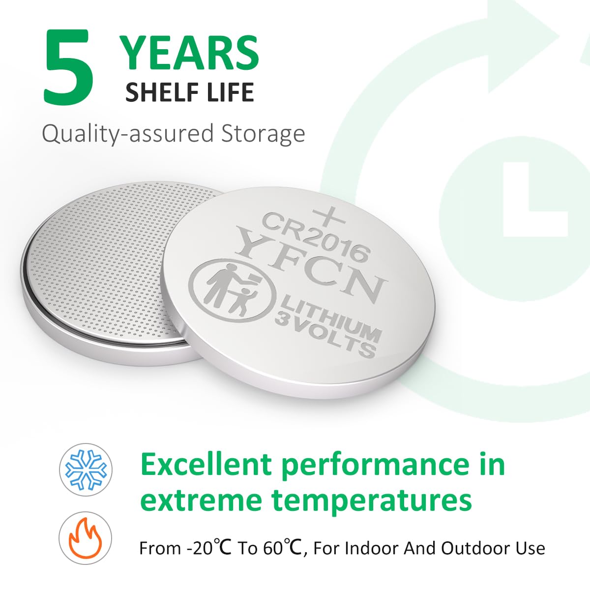 Yfcn Cr2016 Battery 3V Lithium Battery 10 Count Pack Cr2016 Batteries - Cr 2016 Coin Cell Batteries For Watch, Key Fob, Remotes