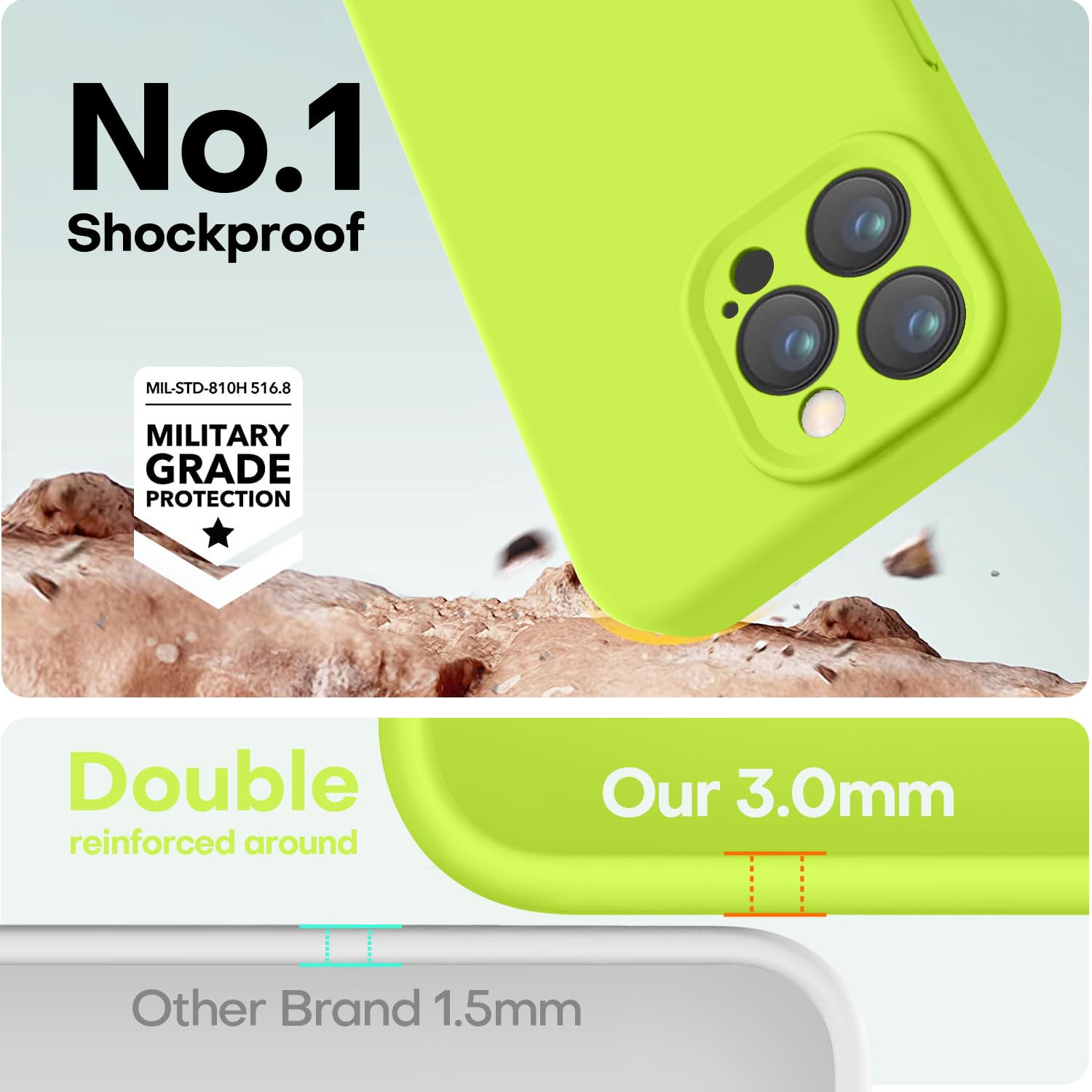 Love 3000 Designed For Iphone 14 Pro Case, Premium Silicone With [Soft Anti Scratch Microfiber Lining] Shockproof Protective Pho