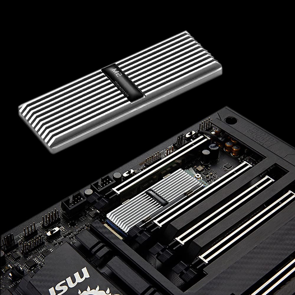 Aimeixin M.2 Heatsink Cooler, Aluminum Heat Sinks With Silicone Thermal Pad For Nvme M.2 2280 Ssd (Silver)