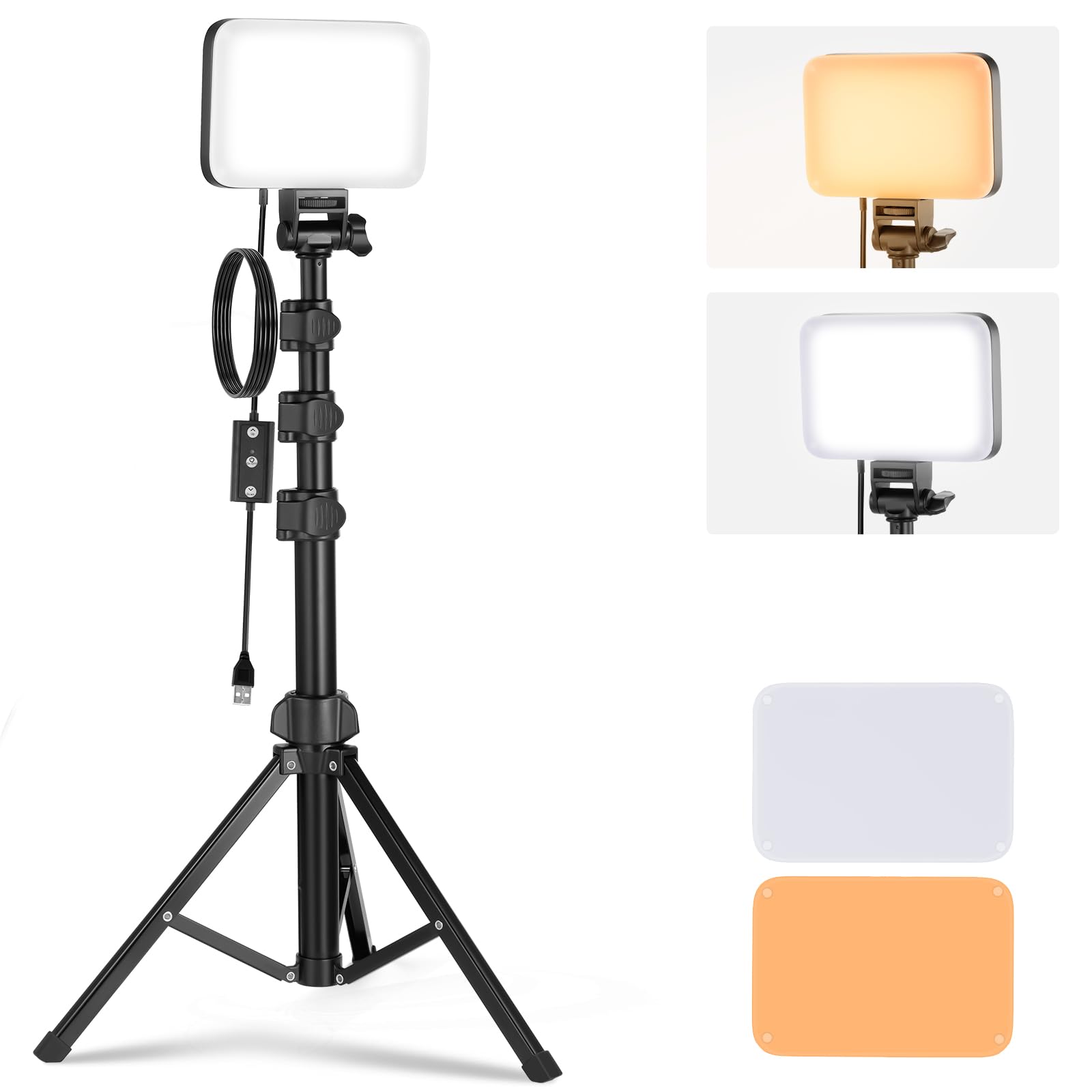 NEEWER Basics LED Video Light Panel Lighting Kit, Bi Color Dimmable Portable Studio Lights with Tripod Stand & Filters, 3200K~56