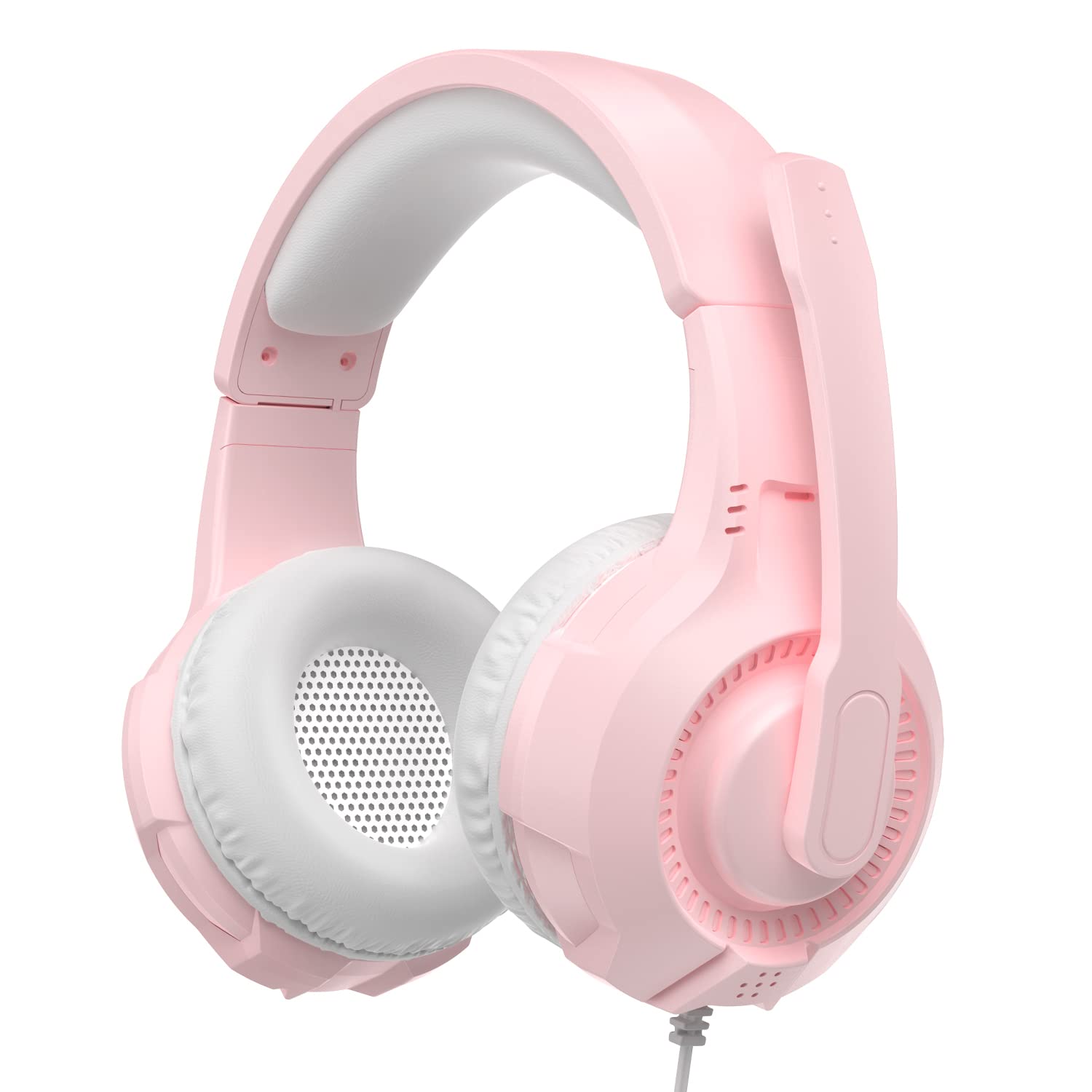 Emonoo Headphones With Microphone Surround Sound Active Noise Canceling Pink Wired Gaming Headphones   3.5Mm Audio Jack Stereo H