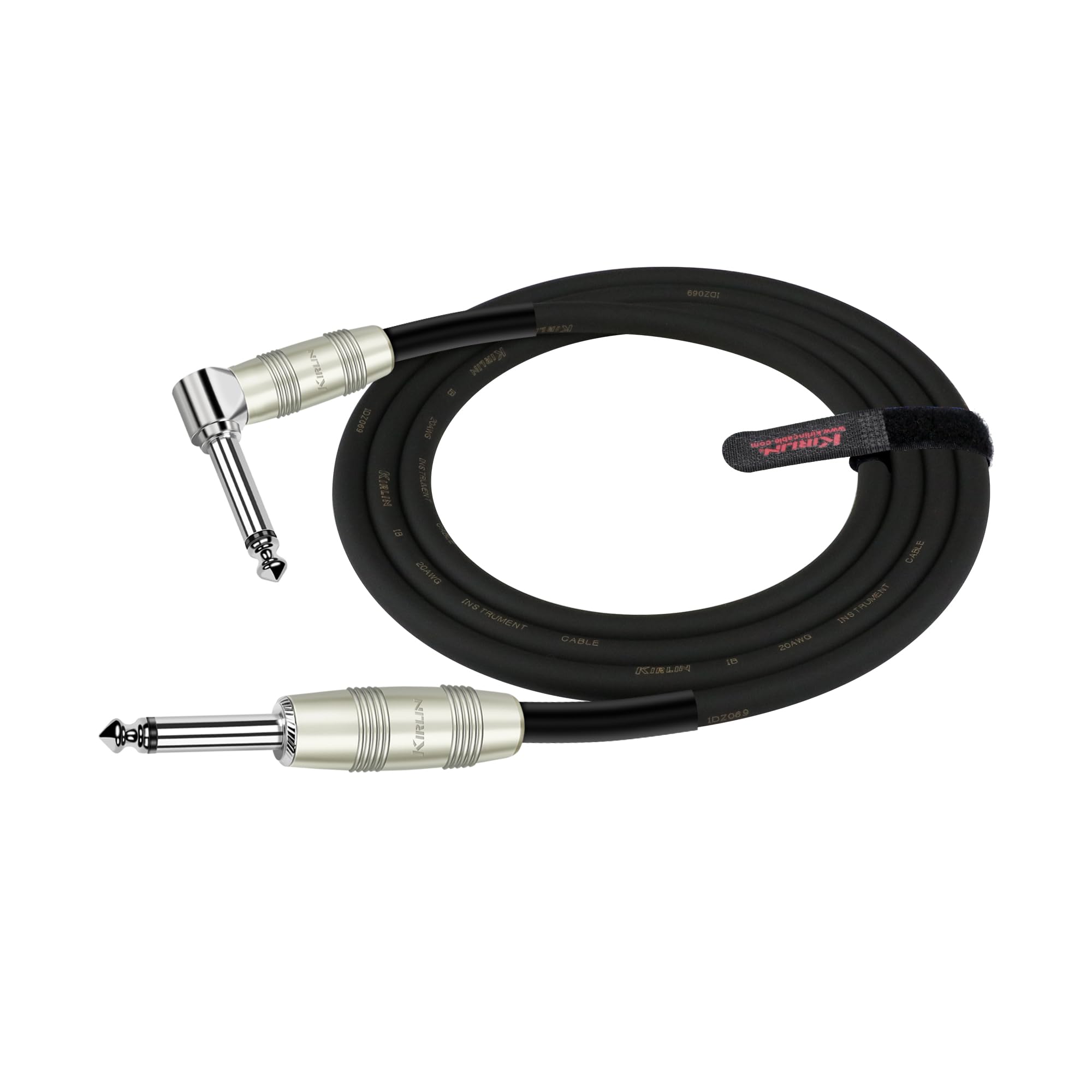 Kirlin Cable Ip 202Pr 10/Bk   10 Feet   Straight To Right Angle 1/4 Inch Plug Instrument Cable Black Pvc Jacket