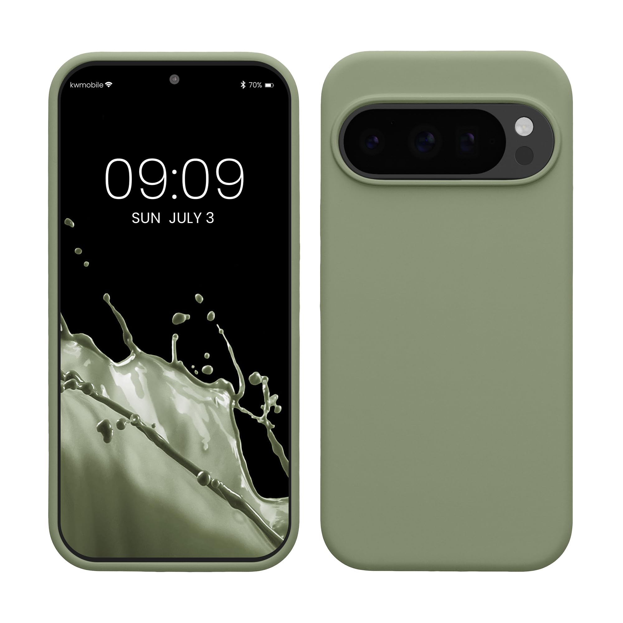kwmobile Case Compatible with Google Pixel 10 / Pixel 10 Pro Case - TPU Silicone Phone Cover with Soft Finish - Gray Green