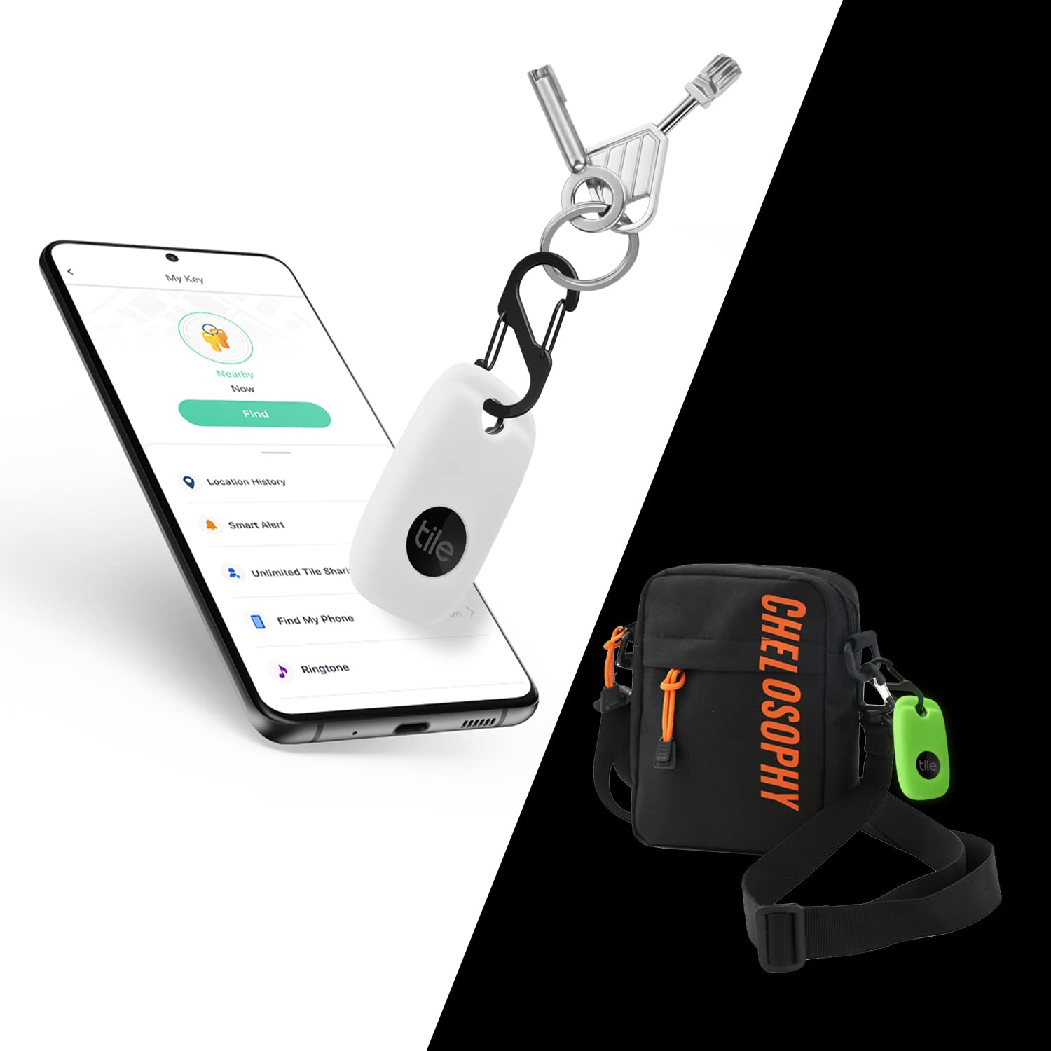 Geiomoo Silicone Case For Tile Pro 2022 Tracker, Soft Flexible Scratch Resistant Cover With Carabiner (2 Pack White+Fluorescent