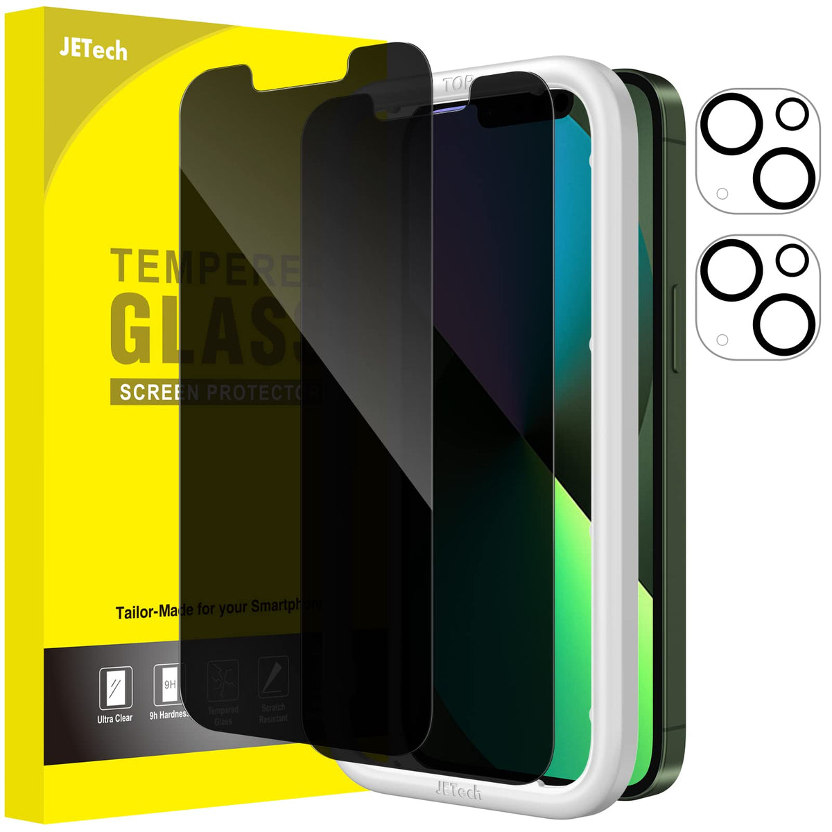 Jetech Privacy Screen Protector For Iphone 13 Mini 5.4 Inch With Camera Lens Protector, Anti Spy Tempered Glass Film, Easy Insta