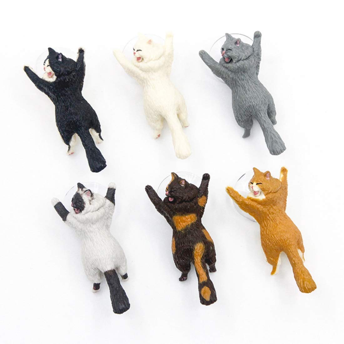 Jbberth 6 Pack Different Cats Smart Phone Sucker Holder Cute Cat Support Resin Cell Phone Holder Stand Sucker Tablets Desk Sucke