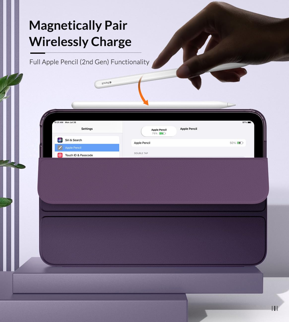 MoKo Case Fit New iPad Mini 7 (A17 Pro) 2024, iPad Mini 6th Generation Case 2021 (8.3 inch), iPad Mini 6 Case, Soft TPU Translucent Frosted Back Cover Case for iPad Mini 7th, Dark Purple